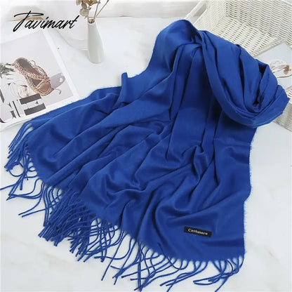 Winter Women Cashmere Scarves Solid Color Lady Thicken Warm Pashmina Shawl Tassel Scarves Versatile Fashion Female Long Scarves