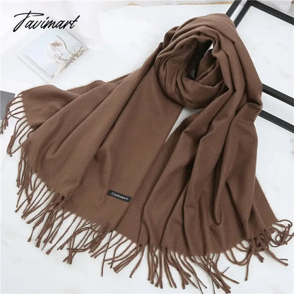 Winter Women Cashmere Scarves Solid Color Lady Thicken Warm Pashmina Shawl Tassel Scarves Versatile Fashion Female Long Scarves