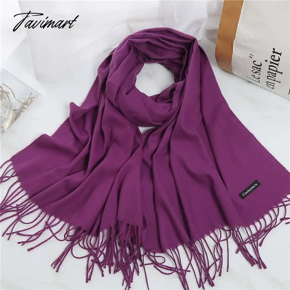 Winter Women Cashmere Scarves Solid Color Lady Thicken Warm Pashmina Shawl Tassel Scarves Versatile Fashion Female Long Scarves