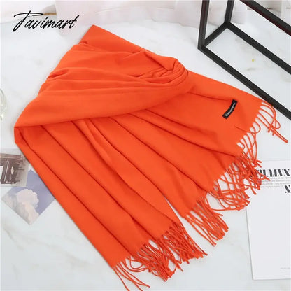Winter Women Cashmere Scarves Solid Color Lady Thicken Warm Pashmina Shawl Tassel Scarves Versatile Fashion Female Long Scarves