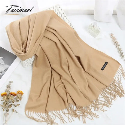 Winter Women Cashmere Scarves Solid Color Lady Thicken Warm Pashmina Shawl Tassel Scarves Versatile Fashion Female Long Scarves