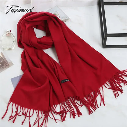 Winter Women Cashmere Scarves Solid Color Lady Thicken Warm Pashmina Shawl Tassel Scarves Versatile Fashion Female Long Scarves