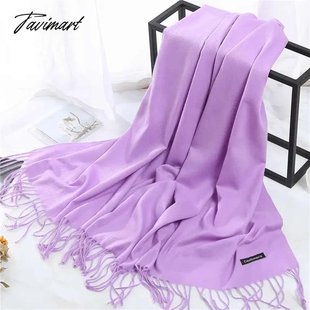 Winter Women Cashmere Scarves Solid Color Lady Thicken Warm Pashmina Shawl Tassel Scarves Versatile Fashion Female Long Scarves