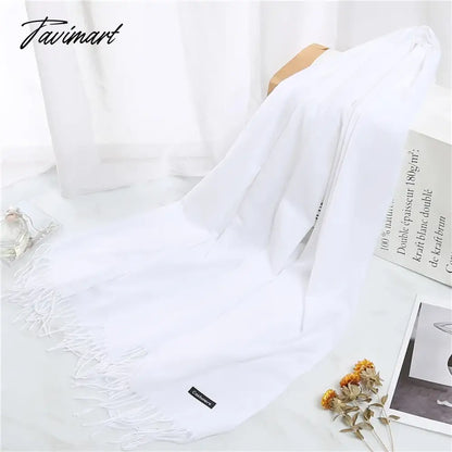 Winter Women Cashmere Scarves Solid Color Lady Thicken Warm Pashmina Shawl Tassel Scarves Versatile Fashion Female Long Scarves
