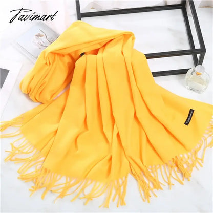Winter Women Cashmere Scarves Solid Color Lady Thicken Warm Pashmina Shawl Tassel Scarves Versatile Fashion Female Long Scarves