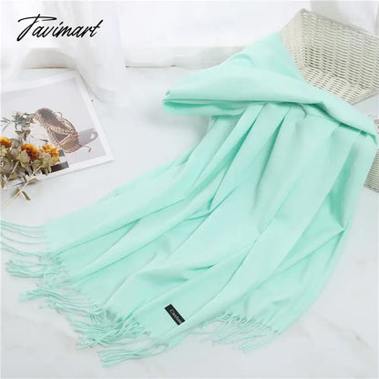 Winter Women Cashmere Scarves Solid Color Lady Thicken Warm Pashmina Shawl Tassel Scarves Versatile Fashion Female Long Scarves