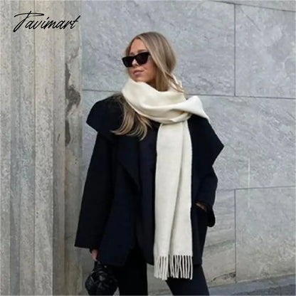 Winter Women Cashmere Scarves Solid Color Lady Thicken Warm Pashmina Shawl Tassel Scarves Versatile Fashion Female Long Scarves