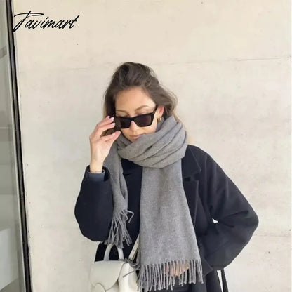 Winter Women Cashmere Scarves Solid Color Lady Thicken Warm Pashmina Shawl Tassel Scarves Versatile Fashion Female Long Scarves