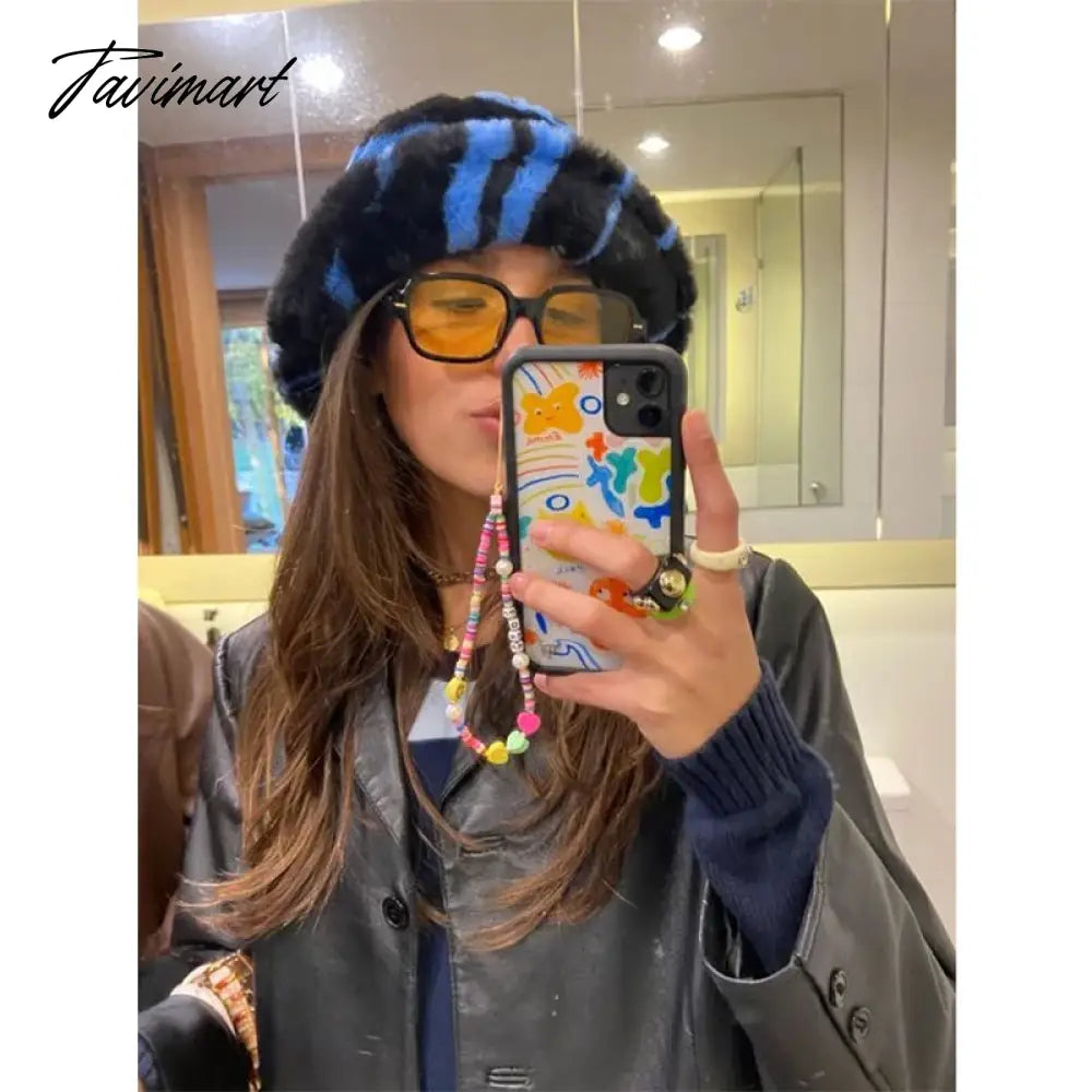 Winter Women Fisherman Hat Plush Warm Striped Basin Hats Korean Versatile Fashion Female Hats Thicken Outdoor Cold Proof Hats