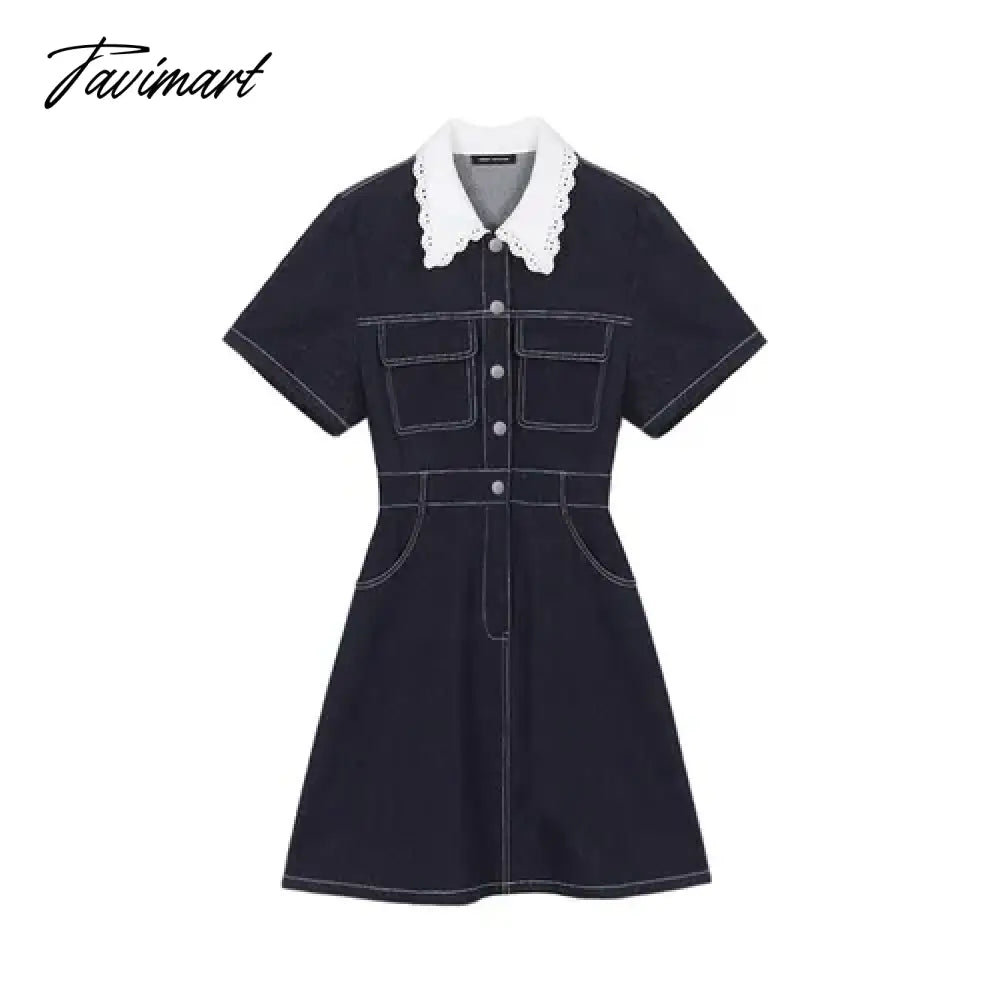 Woman Dress Y2k Cowboy Dress Spring Female French Lace Doll Collar Shirt Summer Dress Women Long Dresses for Women Mini Dress