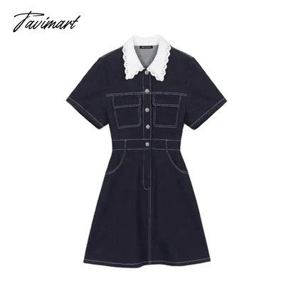 Woman Dress Y2k Cowboy Dress Spring Female French Lace Doll Collar Shirt Summer Dress Women Long Dresses for Women Mini Dress