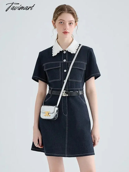 Woman Dress Y2k Cowboy Dress Spring Female French Lace Doll Collar Shirt Summer Dress Women Long Dresses for Women Mini Dress