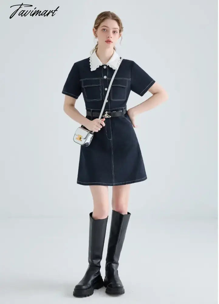Woman Dress Y2k Cowboy Dress Spring Female French Lace Doll Collar Shirt Summer Dress Women Long Dresses for Women Mini Dress