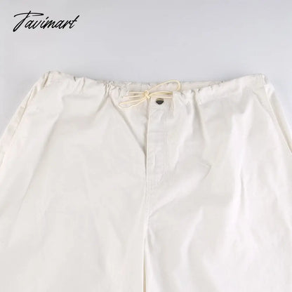 Women Baggy Low Rise Cargo Pants Leg Parachute Joggers Drawstring Long Streetwear Trousers