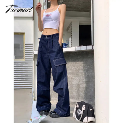 Women Blue Jeans Solid Vintage Straight Baggy Pants Chic Design Streetwear Fashion Y2K Style Denim Summer NEW Wide Leg Trouser