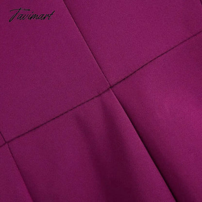 Women Chic Fashion Double-Fabric Playsuits Vintage Square Collar Three Quarter Pleated Sleeve Female Jumpsuits Women