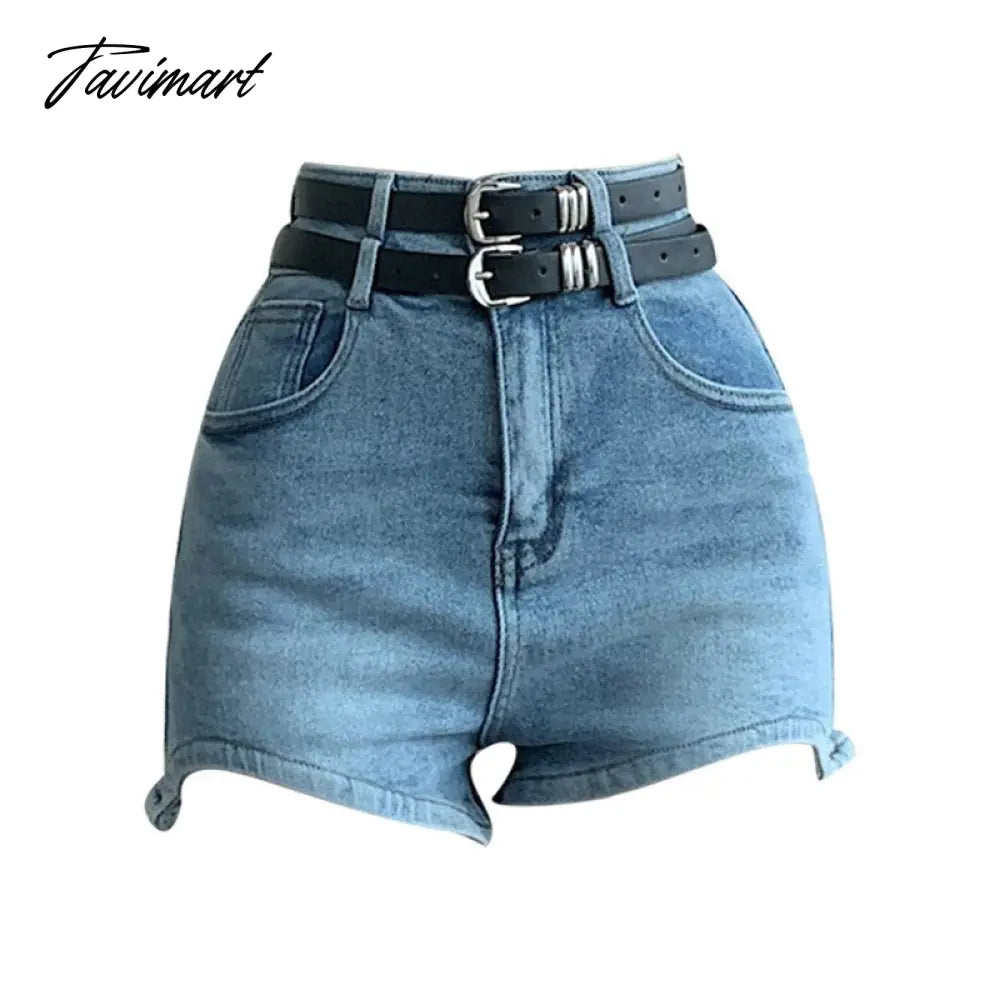 Women' Clothing American Denim Self Cultivation Shorts Design Hot Pants Double Waistband Loose Sexy Small Straight Leg Pants