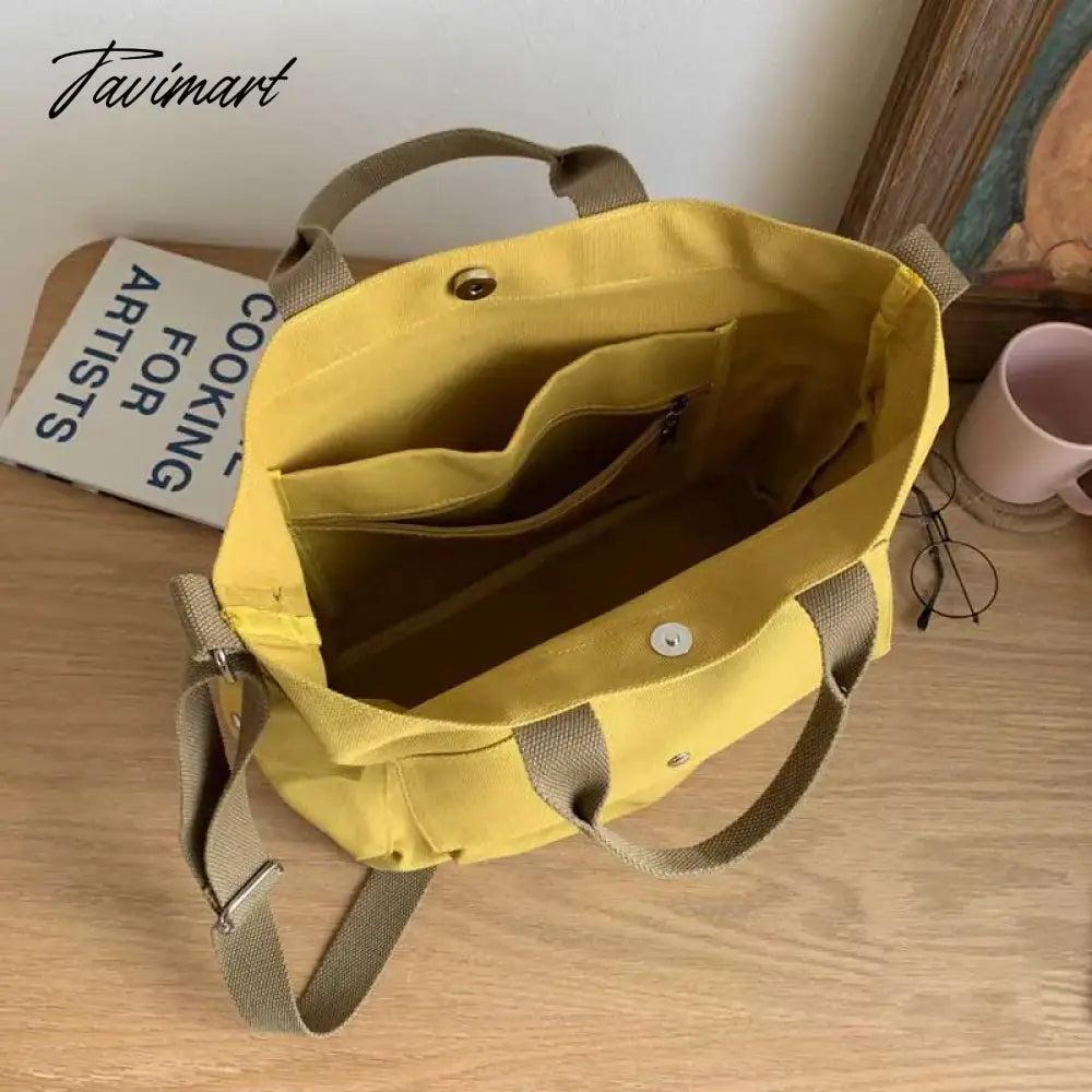 Women Cotton Canvas Messenger Bags Tote Magnetic Buckle Shopping Bag Travel Handbag With Adjustable Shoulder Strap