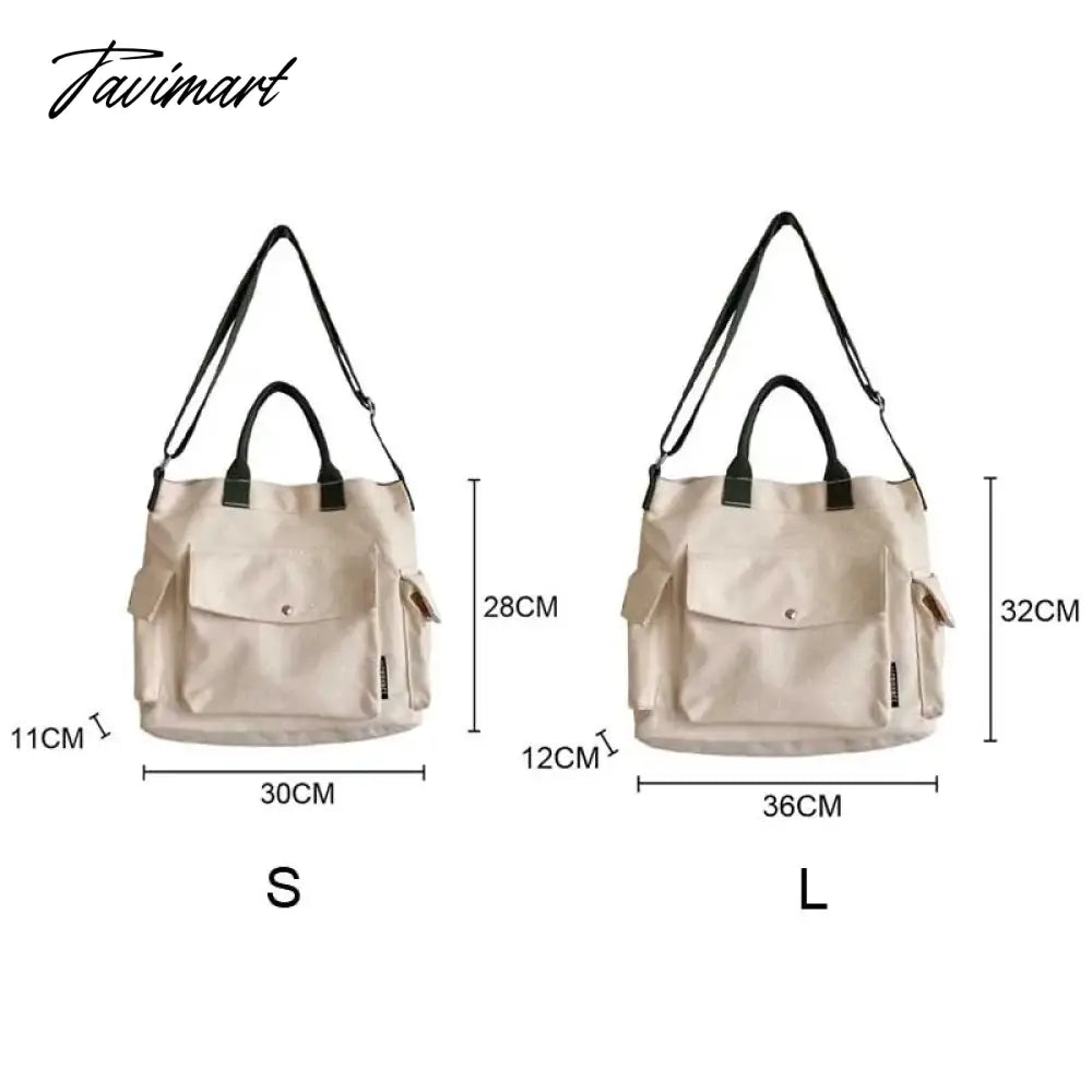 Women Cotton Canvas Messenger Bags Tote Magnetic Buckle Shopping Bag Travel Handbag With Adjustable Shoulder Strap