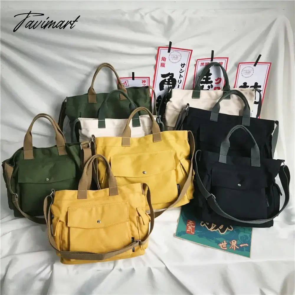 Women Cotton Canvas Messenger Bags Tote Magnetic Buckle Shopping Bag Travel Handbag With Adjustable Shoulder Strap