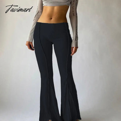 Women High Waist Elastic Wide Leg Flare Pants Casual Ladies Solid Bell-Bottomed Trousers Fashion Streetwear