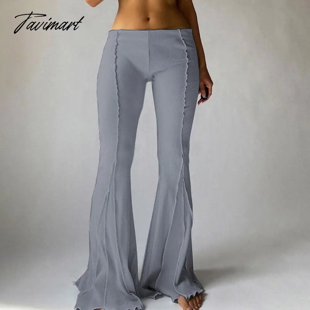 Women High Waist Elastic Wide Leg Flare Pants Casual Ladies Solid Bell-Bottomed Trousers Fashion Streetwear