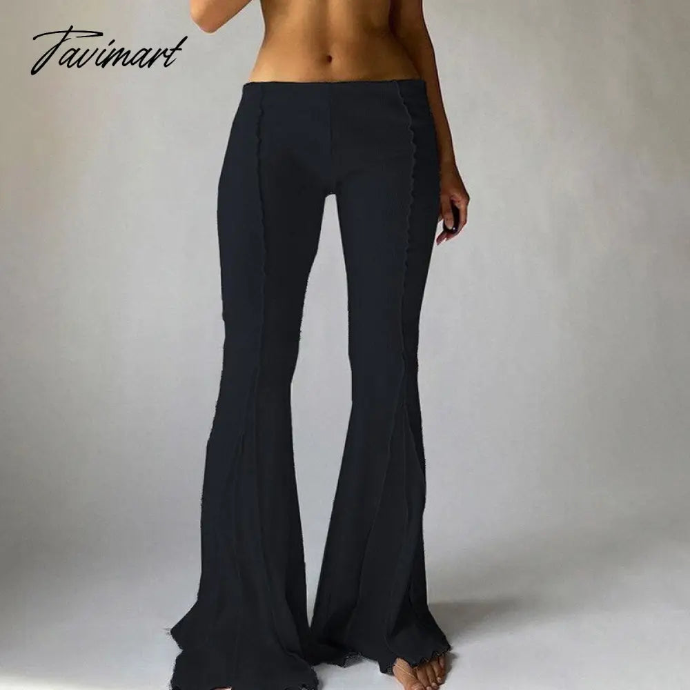 Women High Waist Elastic Wide Leg Flare Pants Casual Ladies Solid Bell-Bottomed Trousers Fashion Streetwear