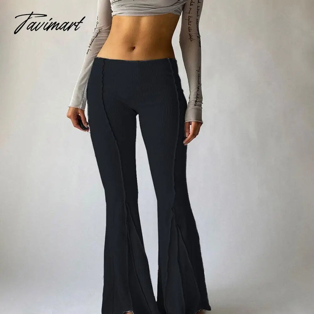 Women High Waist Elastic Wide Leg Flare Pants Casual Ladies Solid Bell-Bottomed Trousers Fashion Streetwear