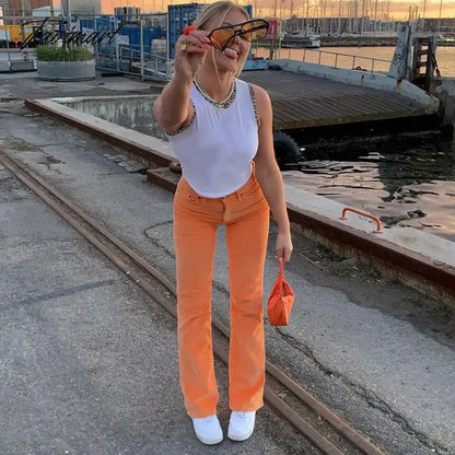 Women Jeans Women New Women Pants Retro Brown Pocket High Waist Straight Pants Women Casual Pants for women denim jeans