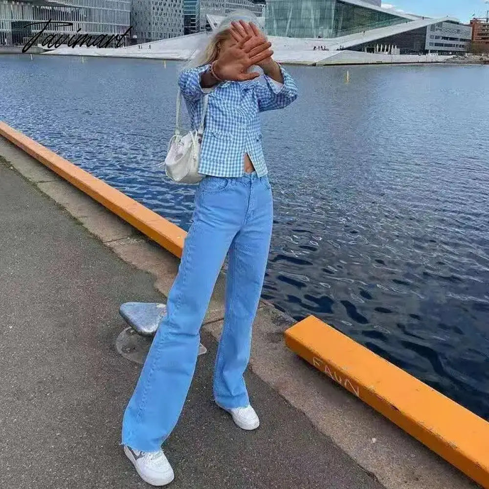 Women Jeans Women New Women Pants Retro Brown Pocket High Waist Straight Pants Women Casual Pants for women denim jeans