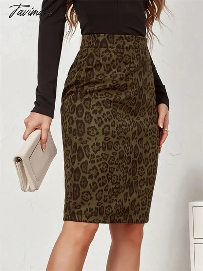Women Leopard Print Long Skirts Suede Fabric Official Ladies New Wrap Skirt Autumn Elastic High Waisted Maxi Skirts