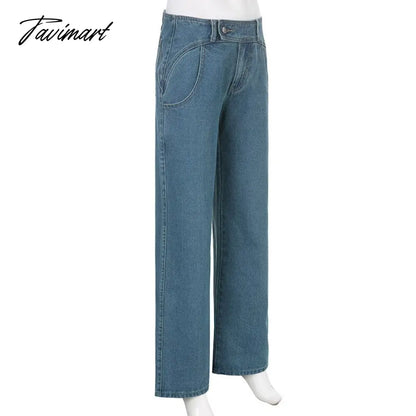 Women Light Blue Denim Jeans Casual Straight Loose Long Trousers pantalones mujer verano Autumn High Waist pantalones
