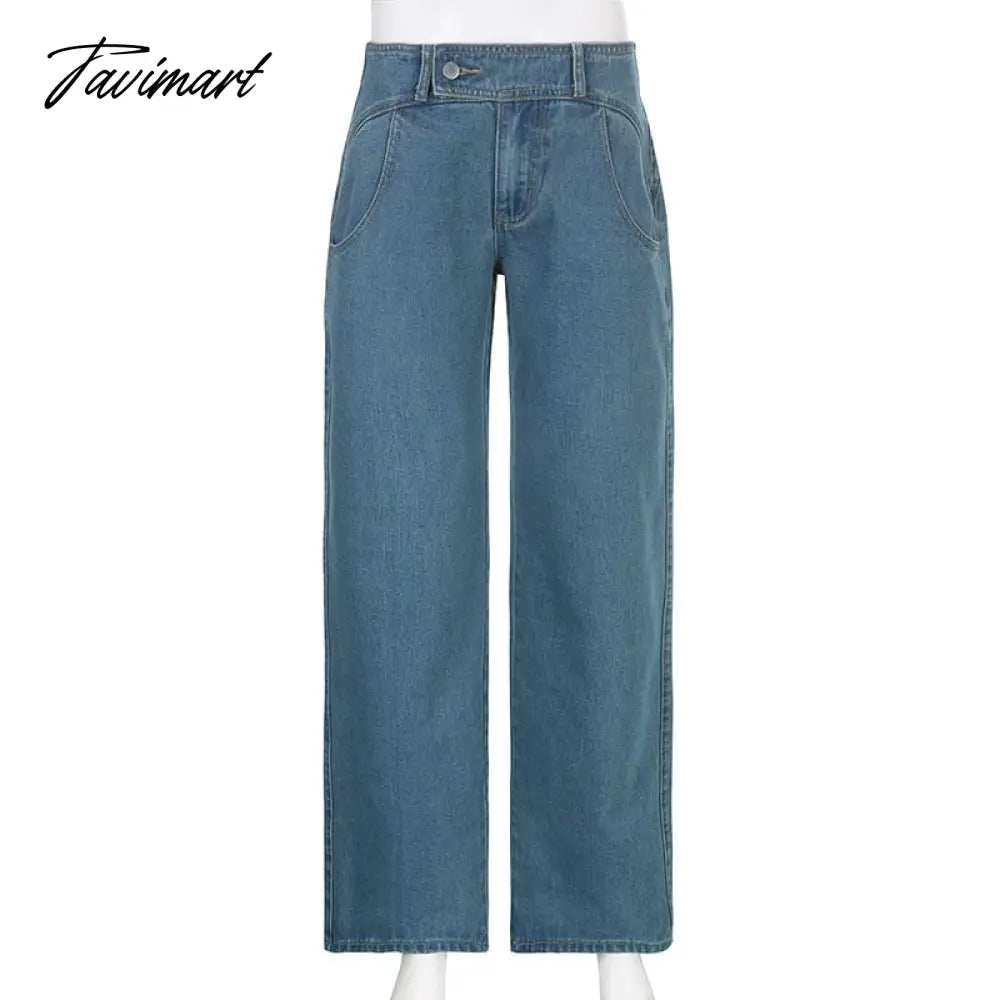 Women Light Blue Denim Jeans Casual Straight Loose Long Trousers pantalones mujer verano Autumn High Waist pantalones