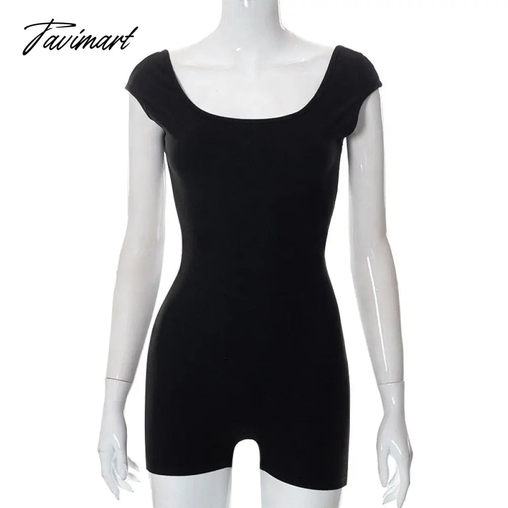 Women Long Sleeve Playsuit Autumn Rib Knitted Square Neck Bodycon Sexy Rompers Jumpsuit Femme Black One Piece Overall Y2K