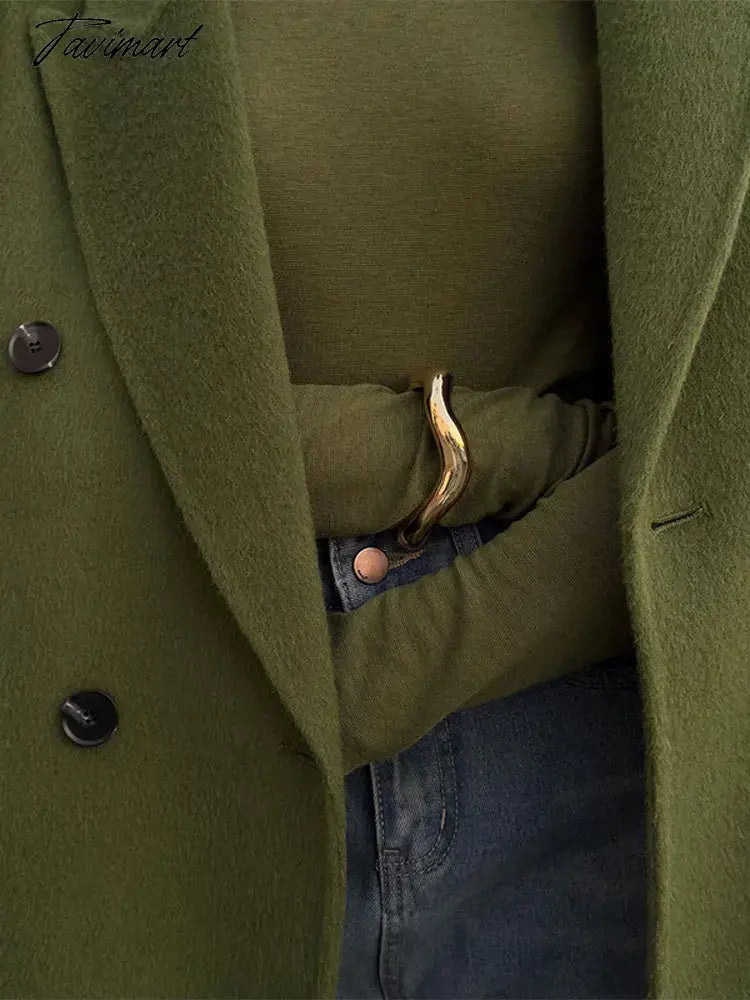 Women Long Woolen Blends Overcoats Coat Fashion Belt Single Breasted Lapel Autumn Winter Warm Lady High Street Windbreaker