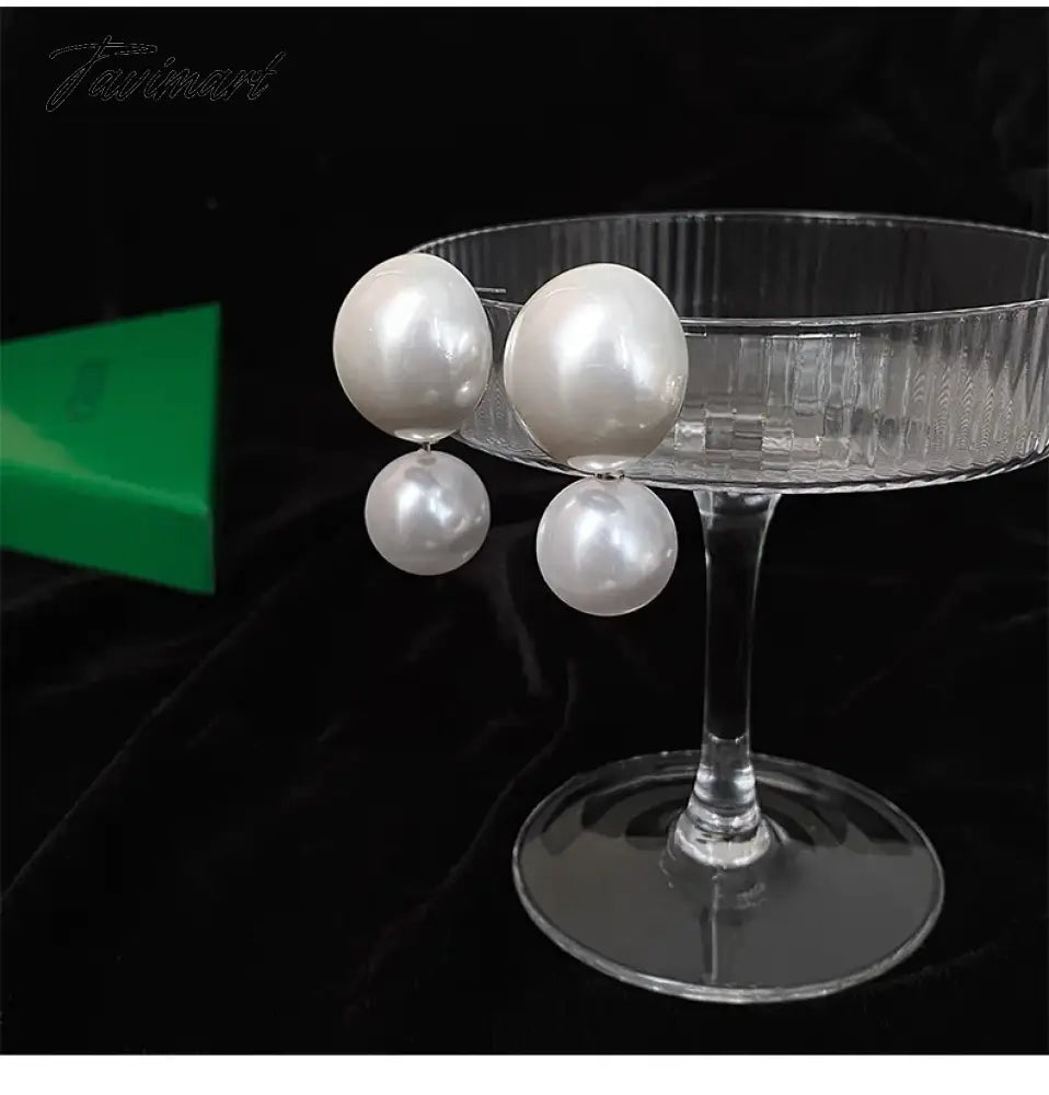 Women New Simple Temperament Double Half Pearl Drop Pendientes For Women Fashion Jewelry Boucle oreille Femme Bijoux Brincos