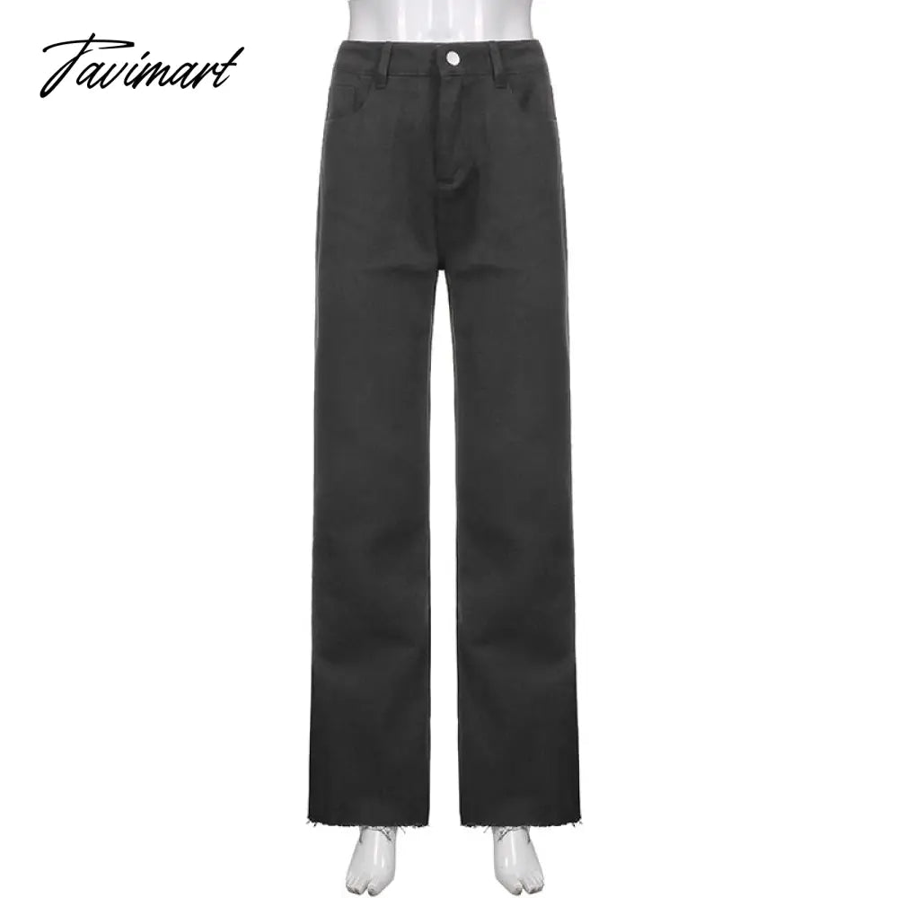 Women Retro Trousers Casual Jeans High Rise Cargo Pants Straight 90s Korean Fashion Streetwear