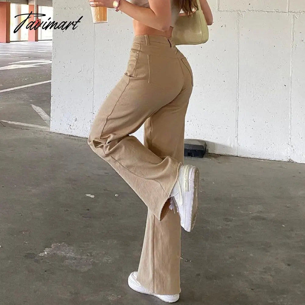 Women Retro Trousers Casual Jeans High Rise Cargo Pants Straight 90s Korean Fashion Streetwear