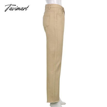 Women Retro Trousers Casual Jeans High Rise Cargo Pants Straight 90s Korean Fashion Streetwear