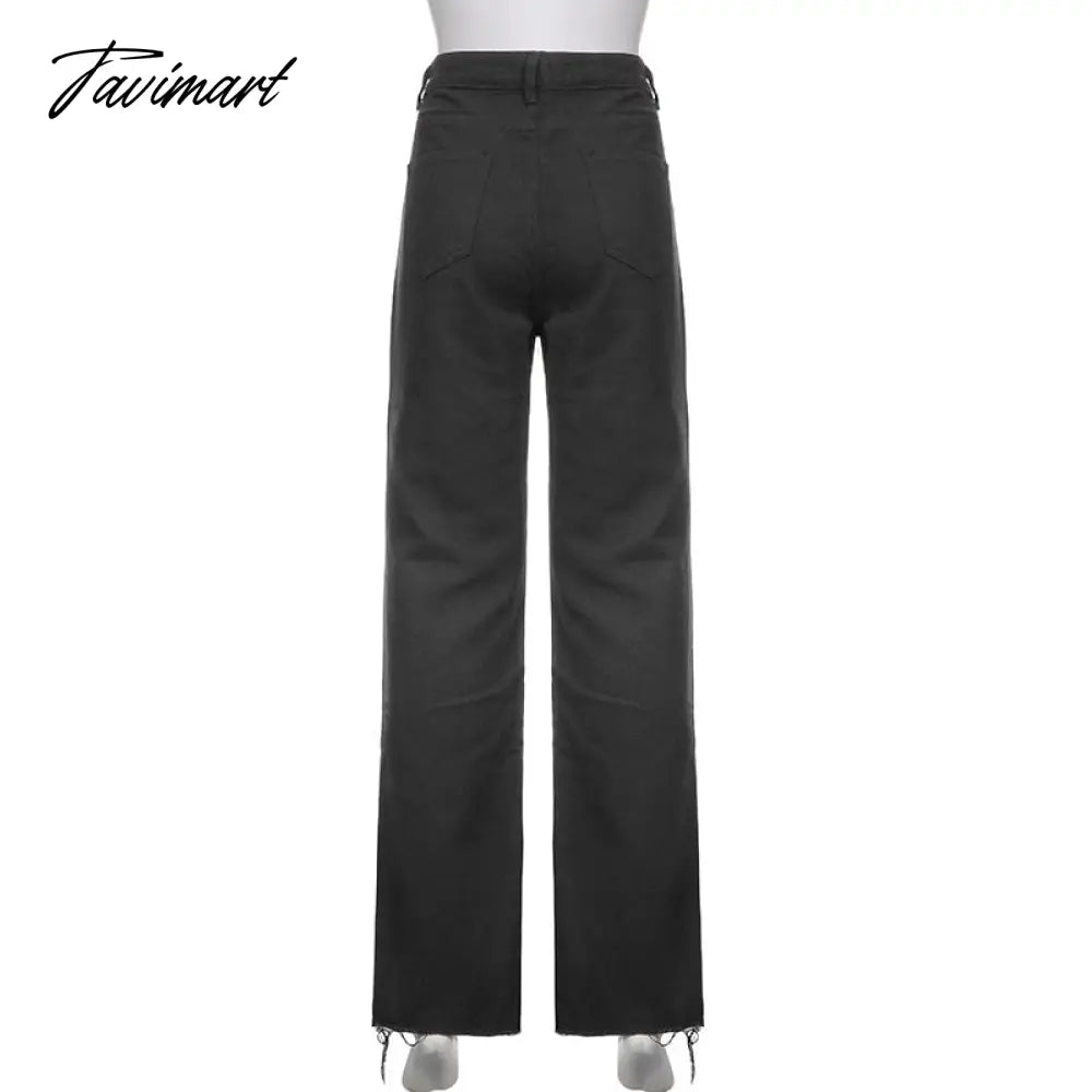 Women Retro Trousers Casual Jeans High Rise Cargo Pants Straight 90s Korean Fashion Streetwear