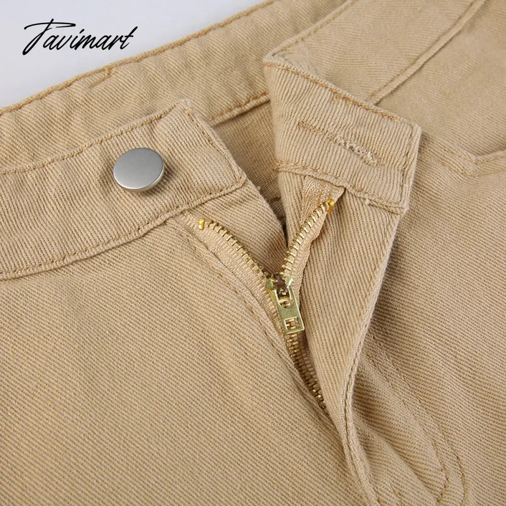Women Retro Trousers Casual Jeans High Rise Cargo Pants Straight 90s Korean Fashion Streetwear