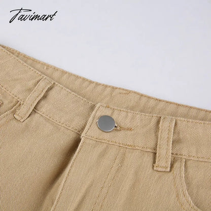 Women Retro Trousers Casual Jeans High Rise Cargo Pants Straight 90s Korean Fashion Streetwear