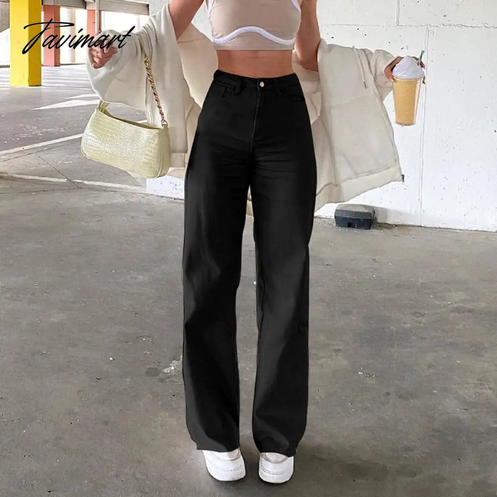 Women Retro Trousers Casual Jeans High Rise Cargo Pants Straight 90s Korean Fashion Streetwear