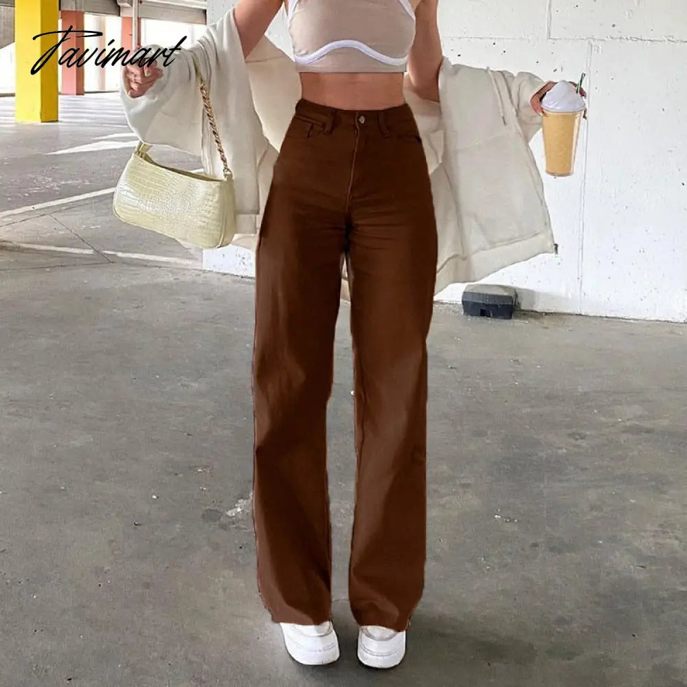 Women Retro Trousers Casual Jeans High Rise Cargo Pants Straight 90s Korean Fashion Streetwear