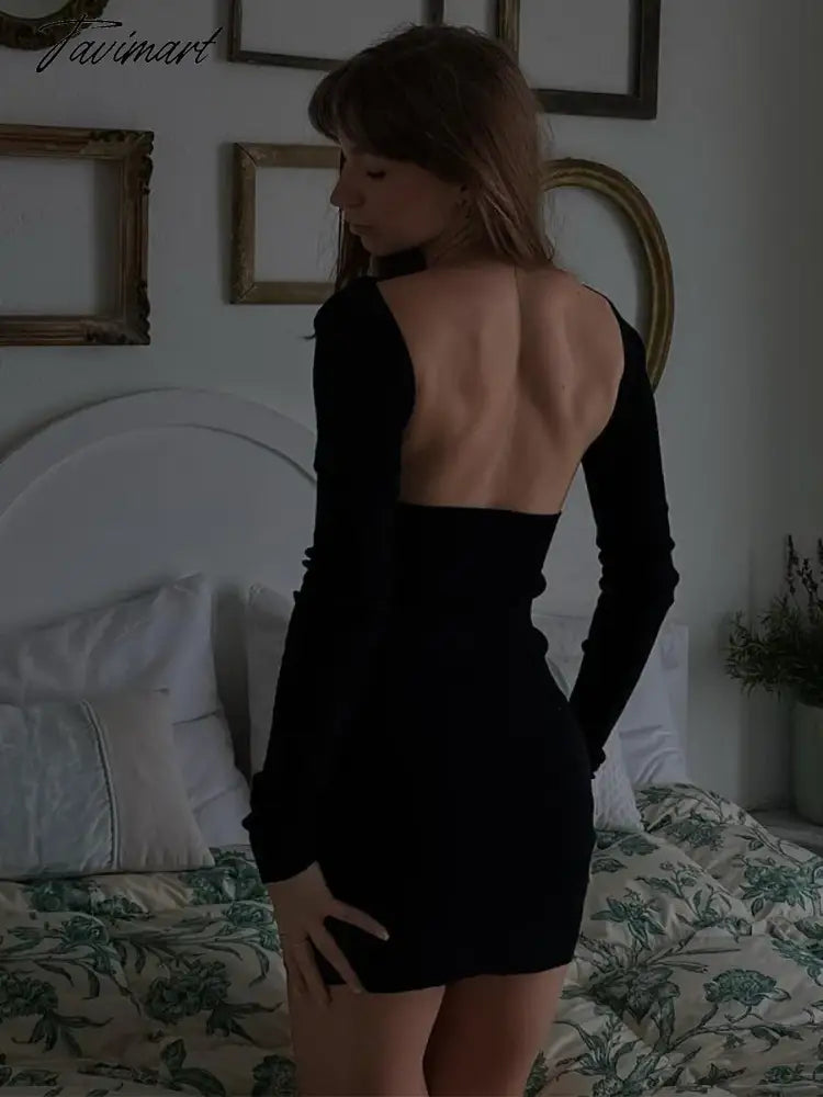 Women's Backless Maxi Dress, Elegant Red Long Sleeve, Sexy Bodycon, Evening Party Dress, Slim Christmas Outfits, Spring,