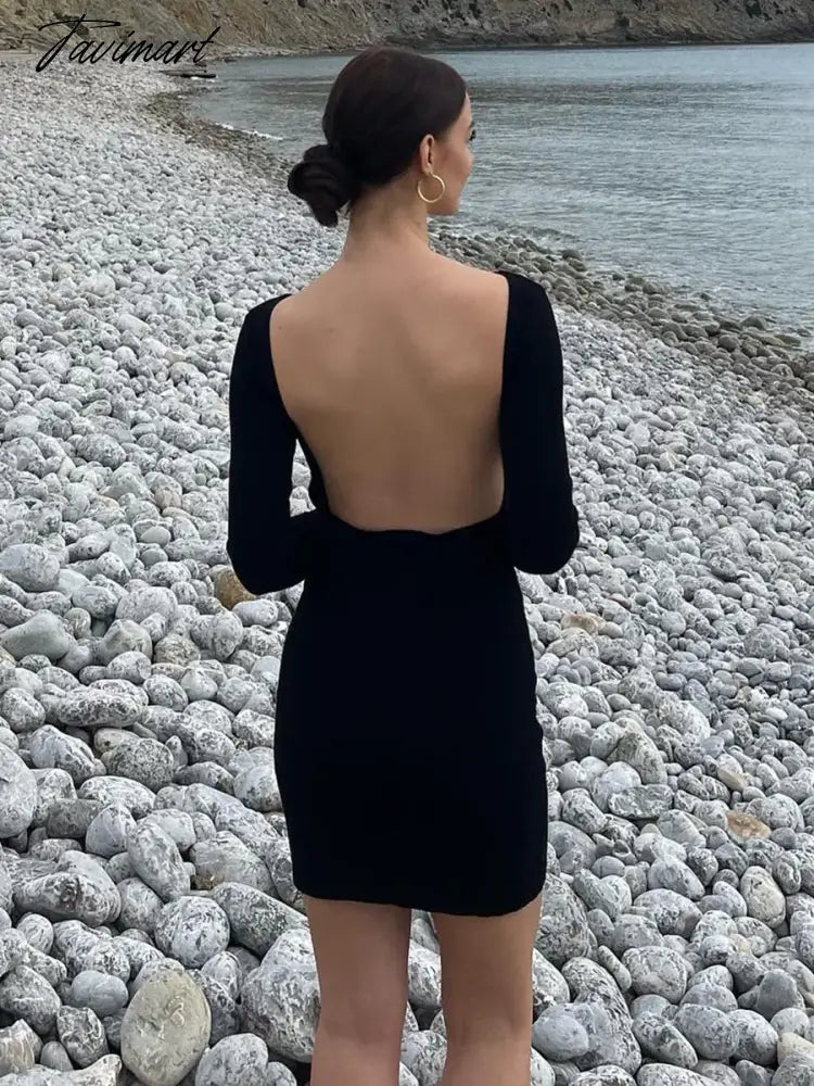 Women's Backless Maxi Dress, Elegant Red Long Sleeve, Sexy Bodycon, Evening Party Dress, Slim Christmas Outfits, Spring,