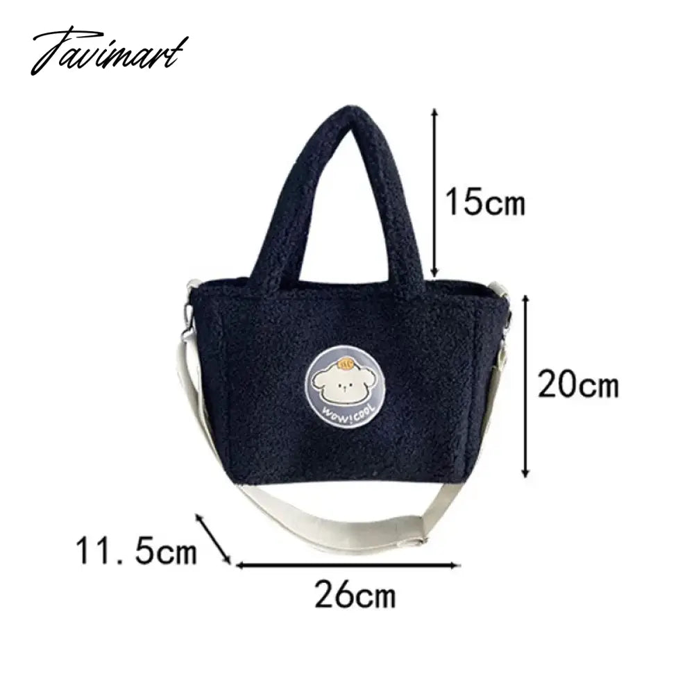 Women's Cartoon Lamb Down Shoulder Bag Large Capacity Crossbody Bags Plush Cute Handheld Tote Trendy Handbag