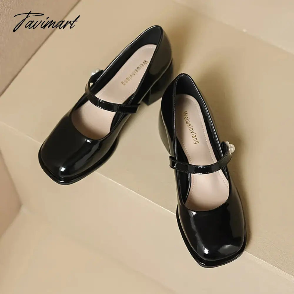 Women's Chunky Block Pumps Slip On Low Heel Closed Round Toe Dress Classic Mid Square Shoes Wedding Party Office Lady Shoes