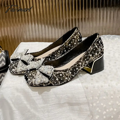 Women's Chunky Block Pumps Slip On Low Heel Closed Round Toe Dress Classic Mid Square Shoes Wedding Party Office Lady Shoes