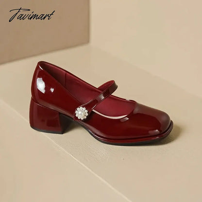 Women's Chunky Block Pumps Slip On Low Heel Closed Round Toe Dress Classic Mid Square Shoes Wedding Party Office Lady Shoes
